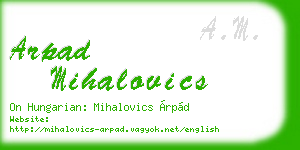 arpad mihalovics business card